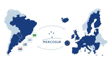 On the map showing the EU-Mercosur agreement, Moldova is shown as an EU member