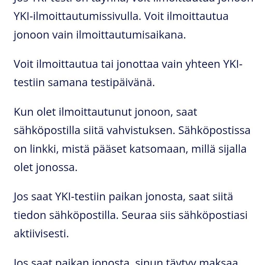 Yki test, going in line