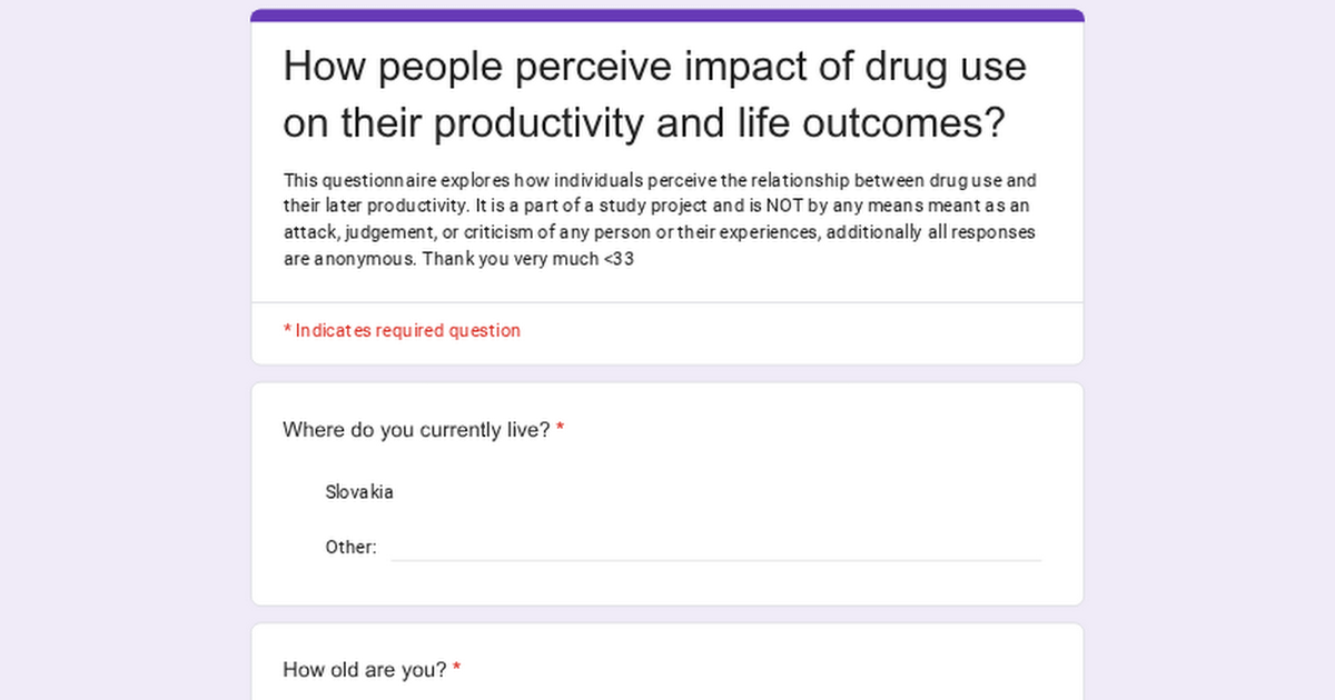 [All][5m] How people perceive impact of drug use on their productivity and life outcomes?