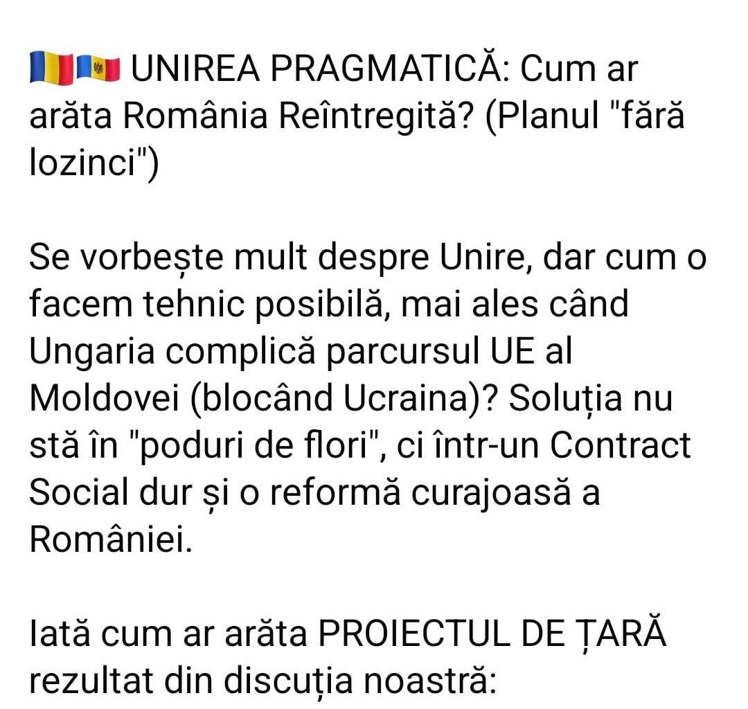 Unirea ar merge bine cu regionalizare.👍👇