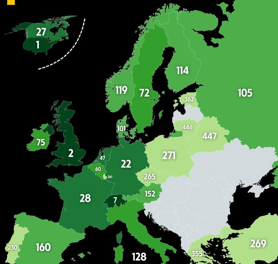 Place of the best university in the country in the world ranking of the Top 500 best universities