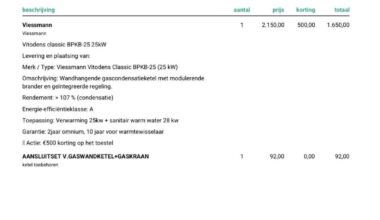 Is deze offerte voor gasketel ok?