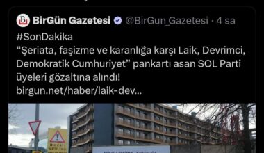 şeriat isteyen yerine şeriata karşı pankart asanları gözaltına almışlar