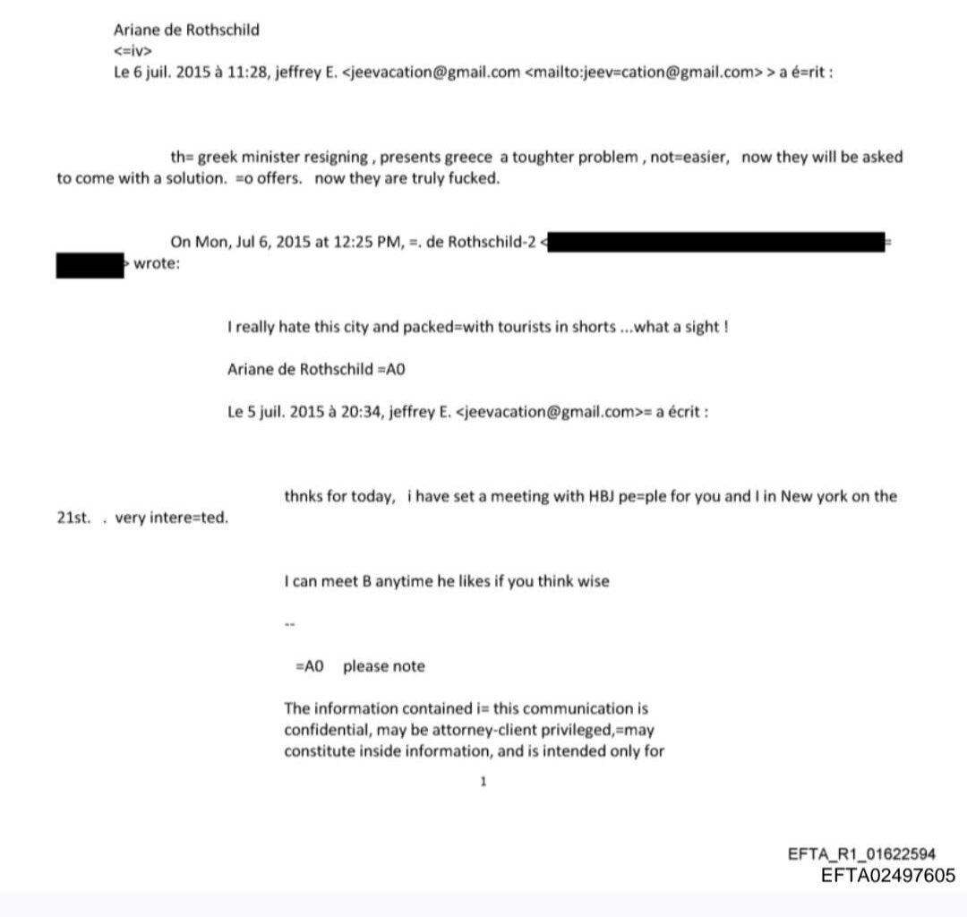 Epstein και Rothchild να συζητάνε για τον τσιπρα και τον βαρουφακη