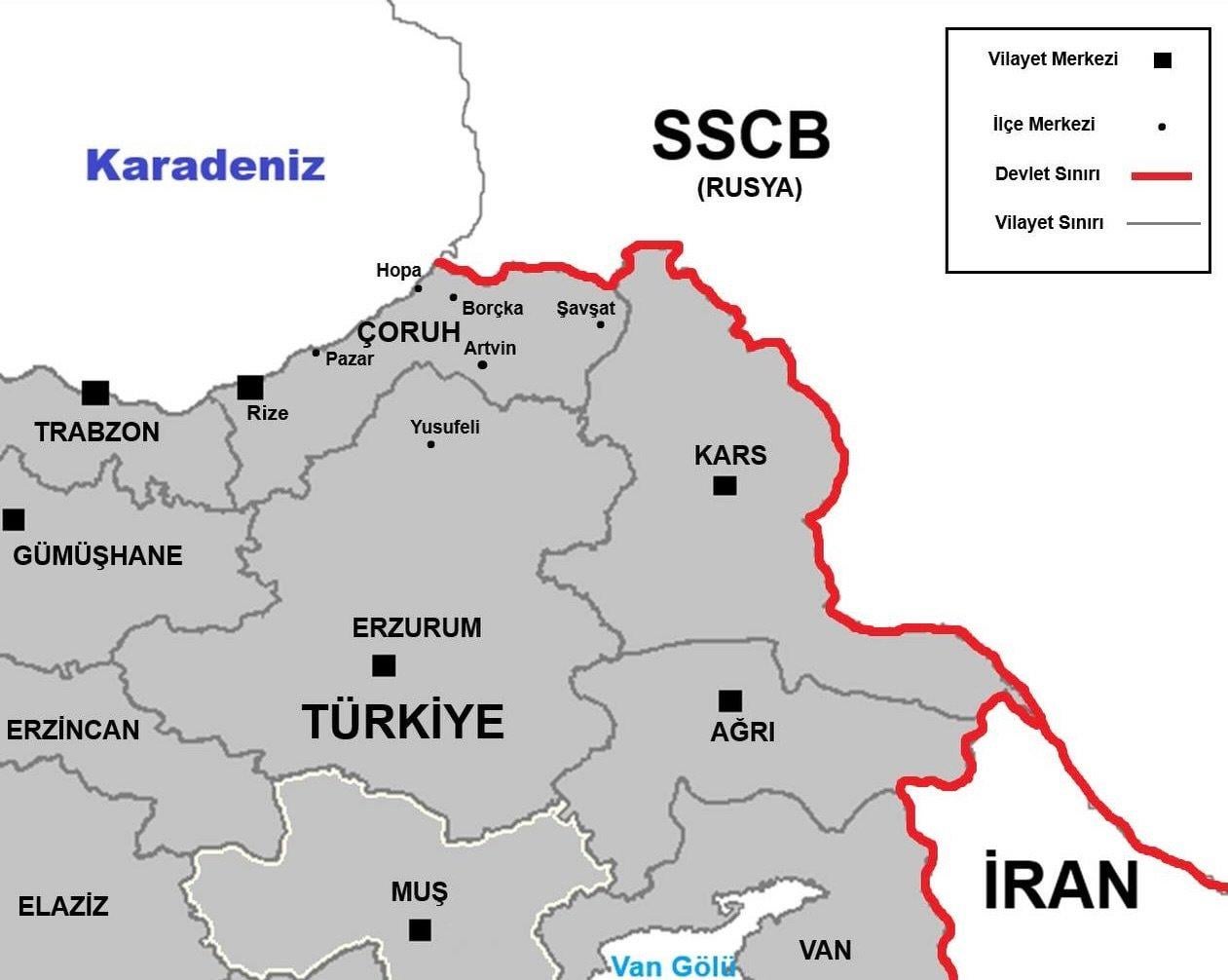 1935 yılında sscb ile olan  sınırımız