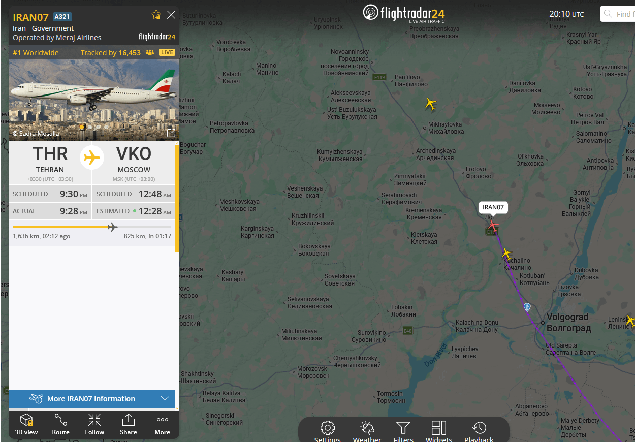 Nahát, az iráni kormánygépnek éppen most támadt sürgős teendője Moszkvában