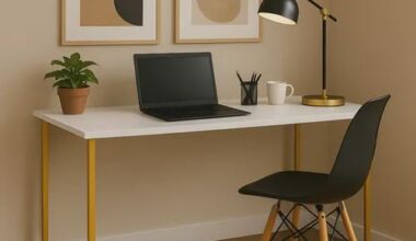 Escrivaninha Industrial 110cm  Mesa Estudo Aparador Pés Aço