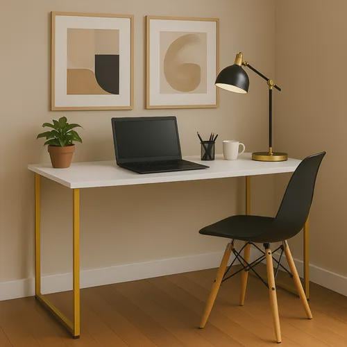 Escrivaninha Industrial 110cm  Mesa Estudo Aparador Pés Aço