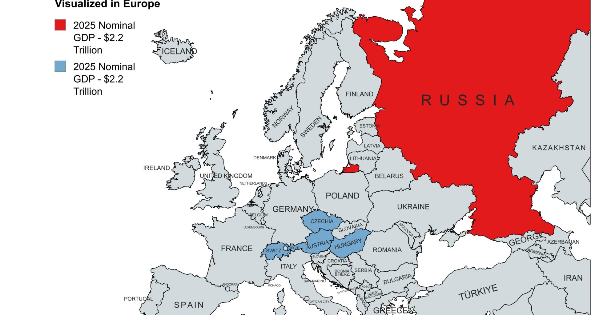 Porovnanie Ruskej Ekonomiky k krajinám v Európe