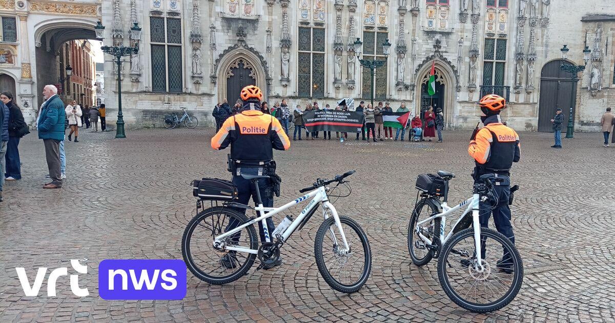 Nieuw krijtprotest in Brugge leidt tot spanning: "Als het moet, wordt dit voor de rechtbank uitgeklaard" | VRT NWS: nieuws