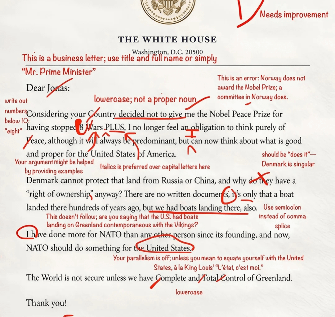 Oznámkování Trumpova dopisu norským premiérem