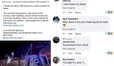 Israelis/Zionist celebrating the train accident in Spain which killed 7 people and injured 100+it