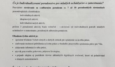 ÚPSVaR - Individualizované poradenstvo pre mladých uchádzačov o zamestnanie