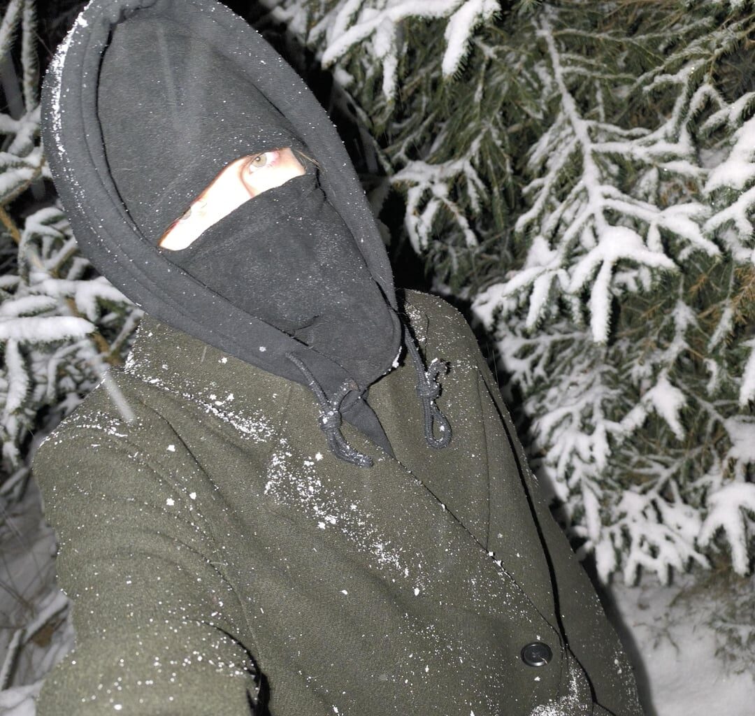 pretty winter walk in the forest at night