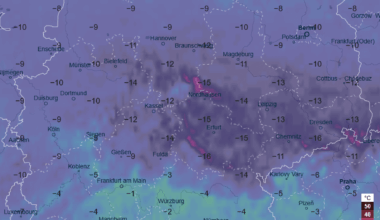 The feels-like temperature in Germany on Saturday at noon will drop to around −15 °C in central parts due to winds.
