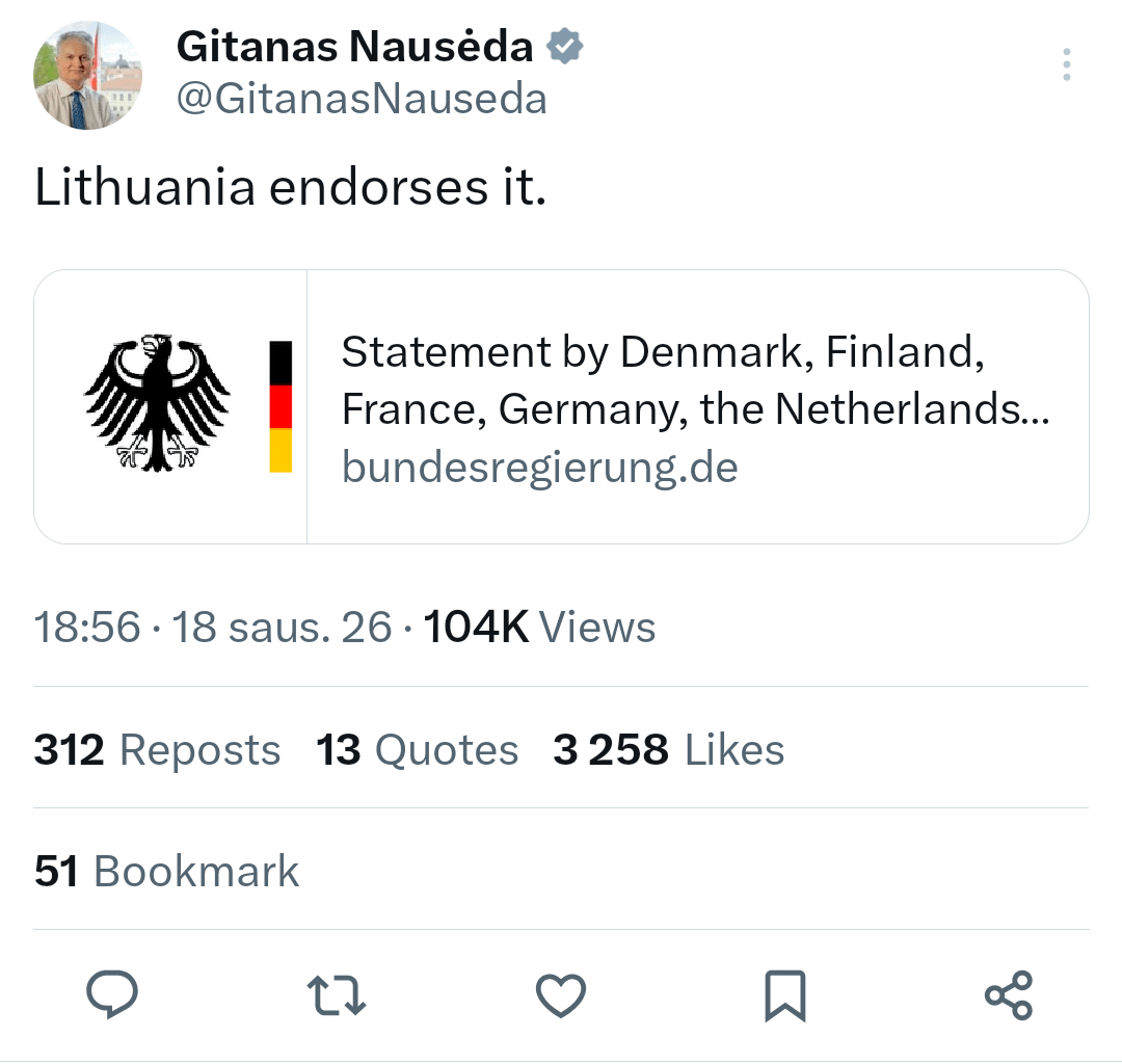 Pagaliau turime Lietuvos poziciją dėl naujausių grasinimų Grenlandijai