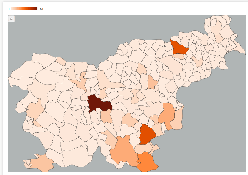 Število izvršb na socialno pomoč po občinah