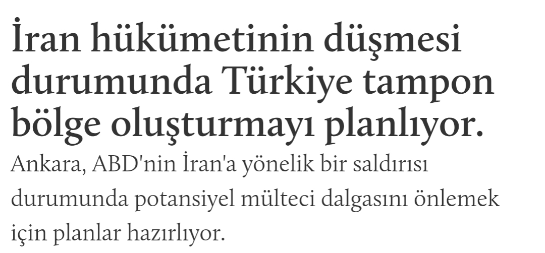 Türkiye İran Hükümetinin Düşmesi Durumunda Olası Mülteci Dalgasını Önlemek İçin Tampon Bölge Planlıyor.