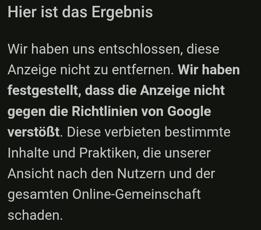 Google refuséiert Reklamme fir fake Saache and illegal Website ze läschen