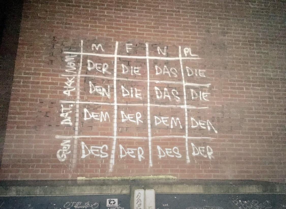 Berlin graffiti that actually helps you learn German articles