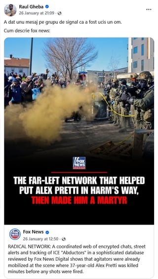 Influencerii Raul Gheba si Radu [PiticiGratis] Alexandru, conflict deschis de la o postare FoxNews despre crimele comise de ICE in SUA