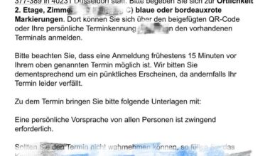 Ausländerbehörde appointment email – no documents mentioned, is that normal?