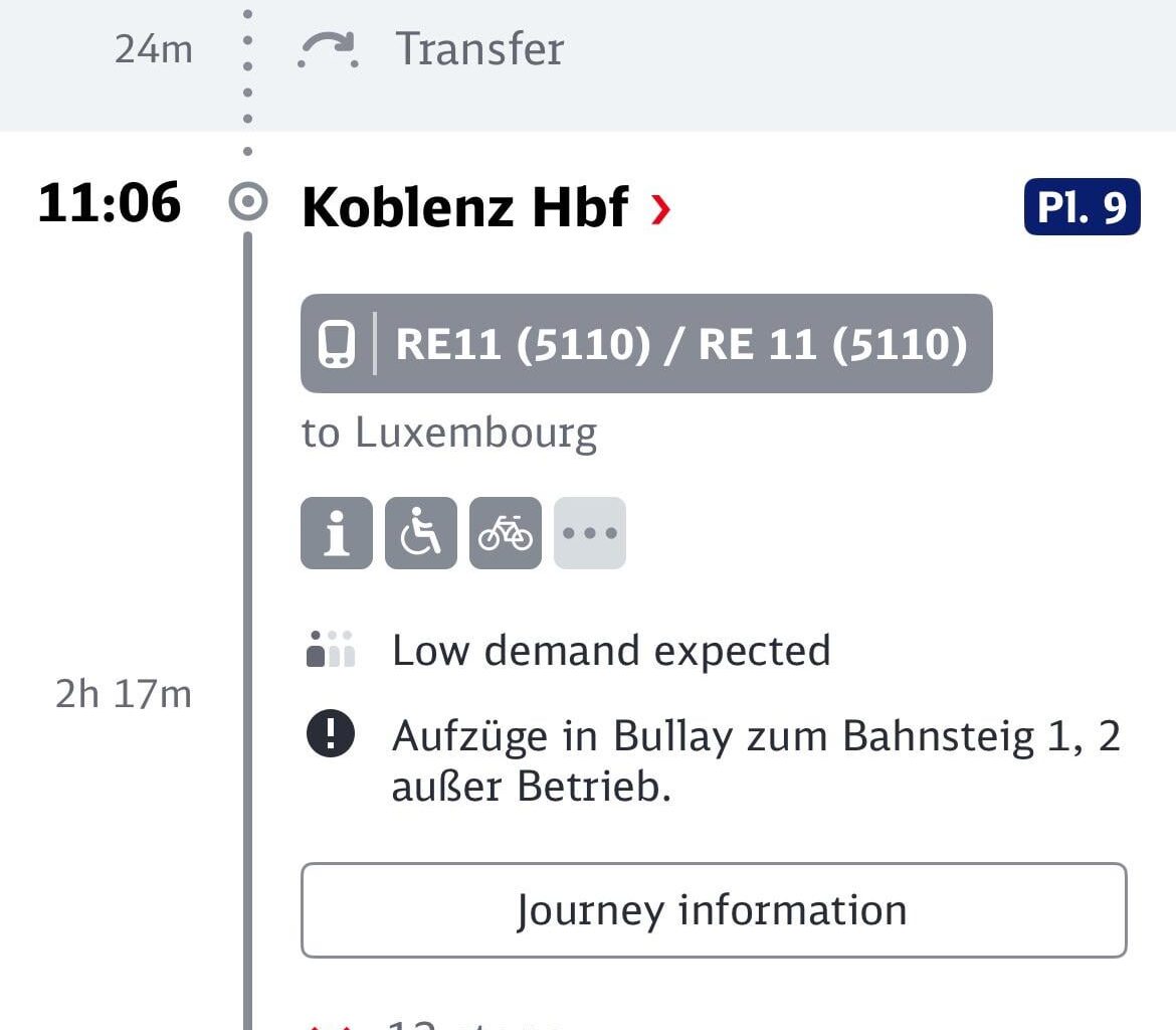 Is RE 11 from Germany to Luxembourg covered by the Deutschlandticket?
