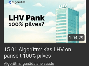 Kui ma teeniks nagu Eesti pangad, eks ma oleks ka...