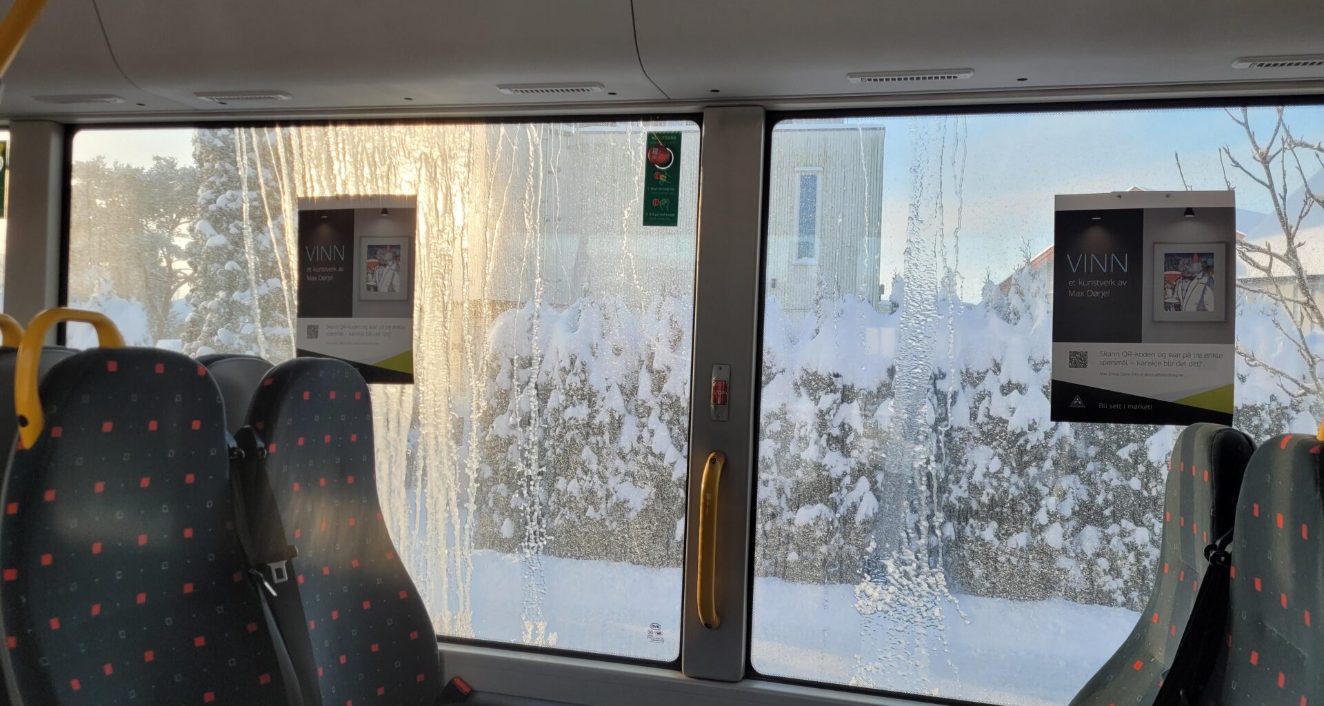 Ice on the bus window