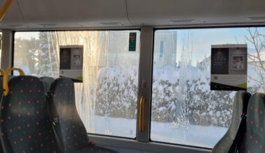 Ice on the bus window