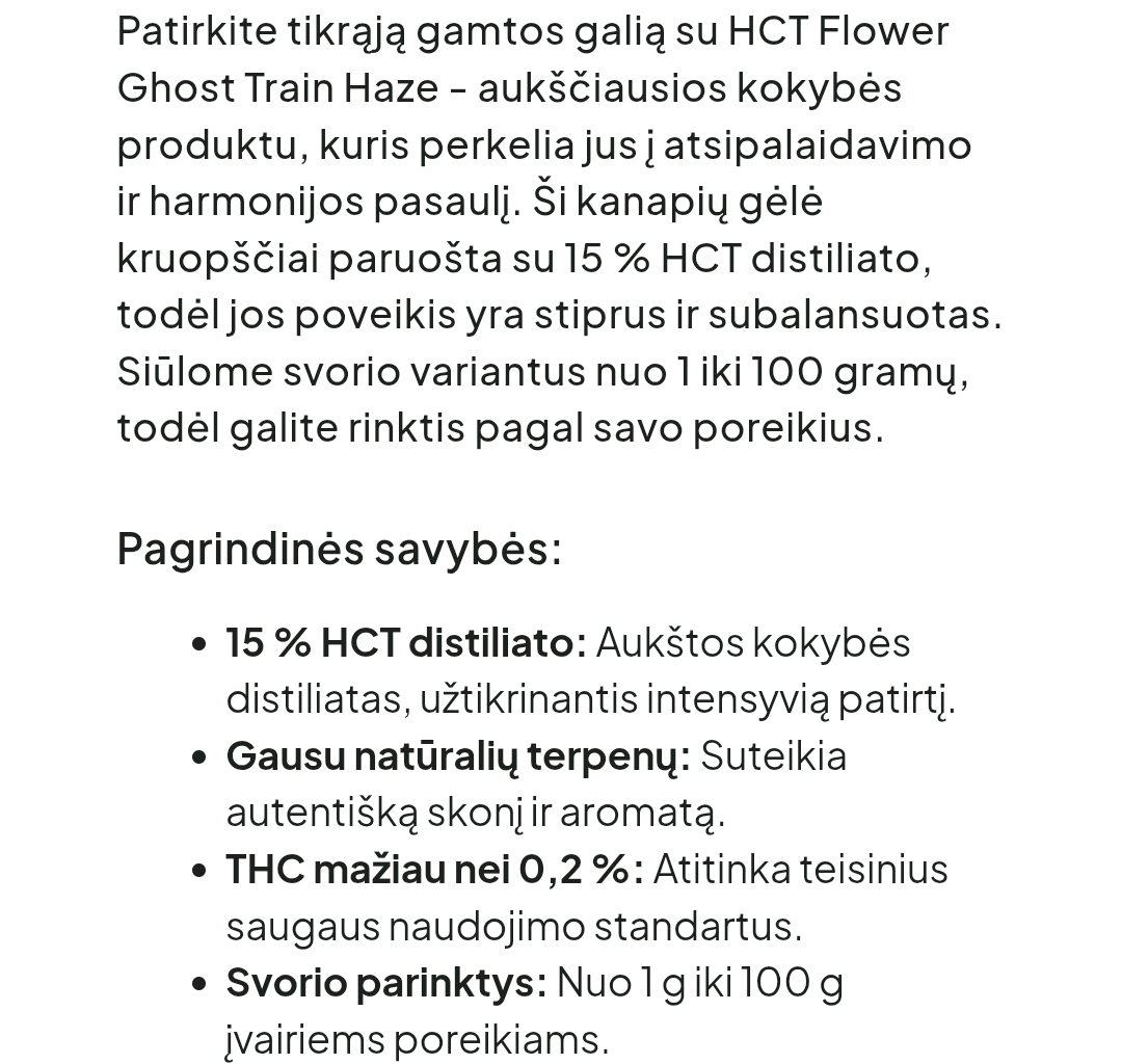 Gal kas turi patirties perkant "HCT" ar panašaus tipo kanapių prekes internetu?