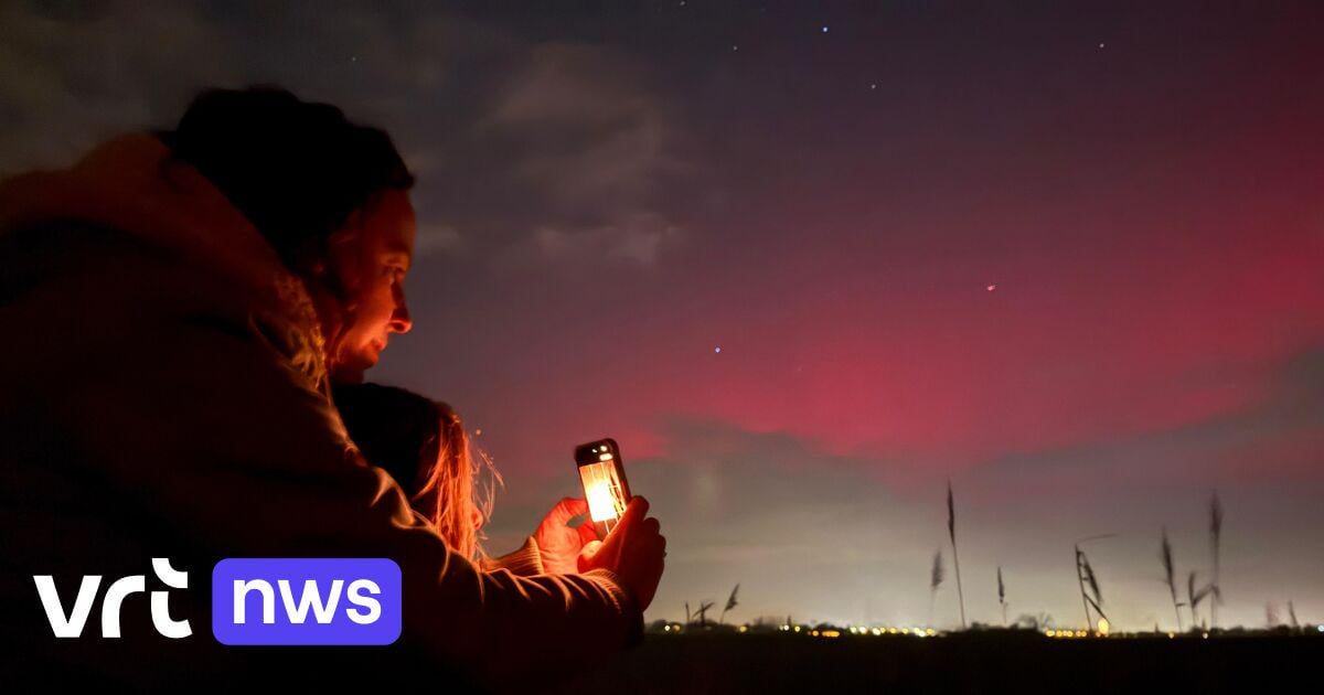 Zeldzaam noorderlicht laat zich prachtig zien boven Vlaanderen: "Krachtigste radiatiestorm sinds 2003" | VRT NWS: nieuws