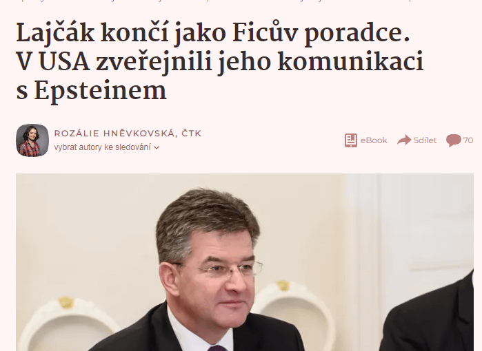 Nenajde se v naší současné vládě nikdo, kdo měl kontakt s Epsteinem?