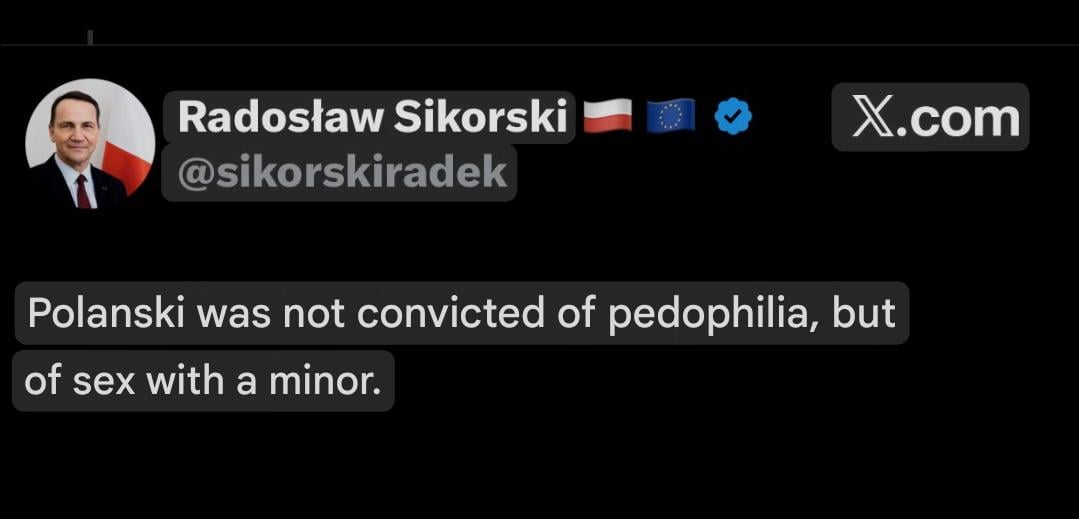 Deleted tweet of Radosław Sikorski. Translation via Google translator.