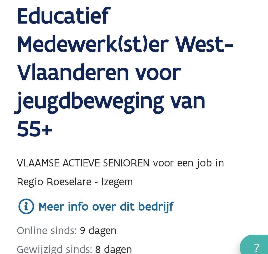 Medewerker gezocht voor jeugdbeweging van 55+
