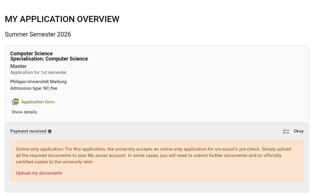 Help needed related to uni assist