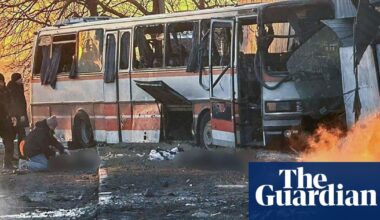 russian drone attack on bus carrying mine workers in Ukraine kills at least 12