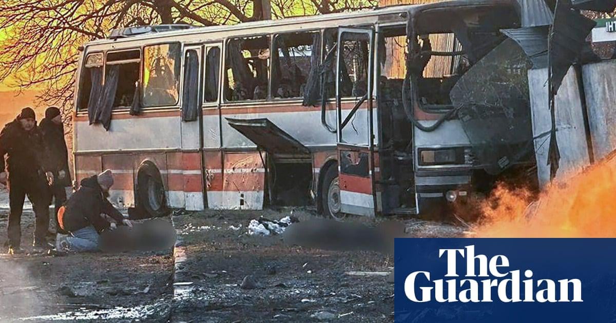 russian drone attack on bus carrying mine workers in Ukraine kills at least 12