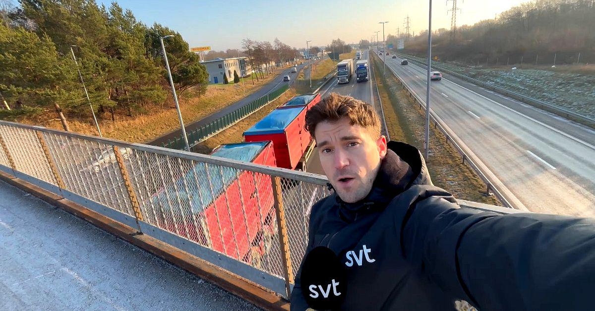 Oro för lastbilsboom på E6 i Halland när tysk tunnel öppnar