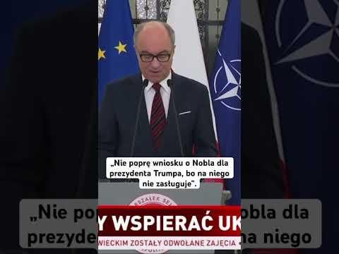 Wypowiedź marszałka Włodzimierza Czarzastego na temat wniosku Stanów Zjednoczonych i Izraela dotyczącego przyznania Nagrody Nobla prezydentowi USA Donaldowi Trumpowi.