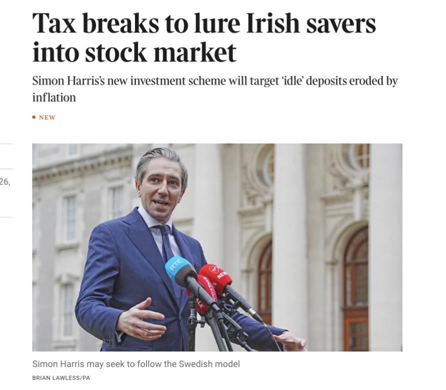 Ireland to introduce new tax-free investment account from 2027