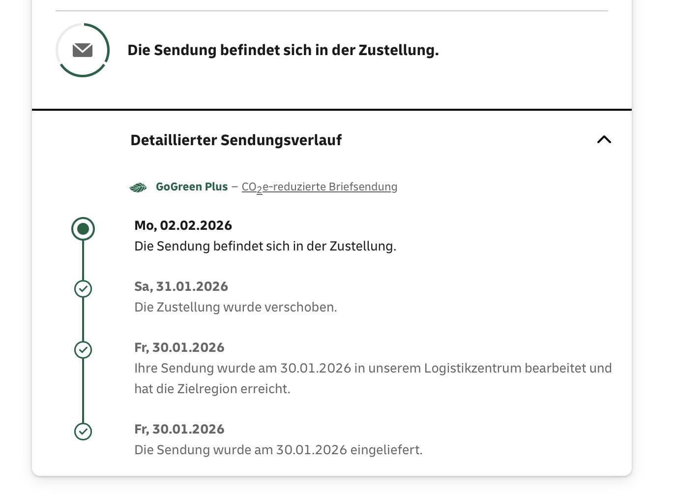 Understanding Deutsche Post statuses