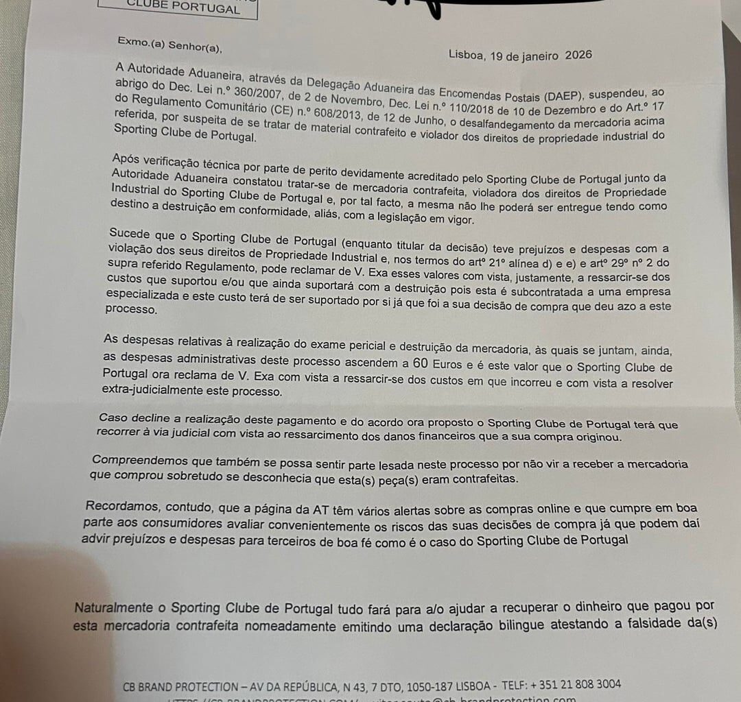 Camisolas contrafeitas