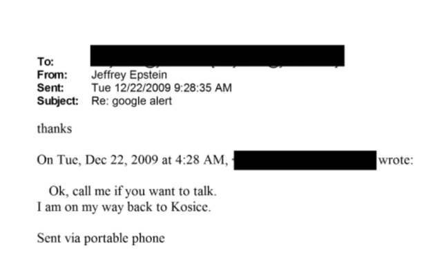 Košice v Epstein files