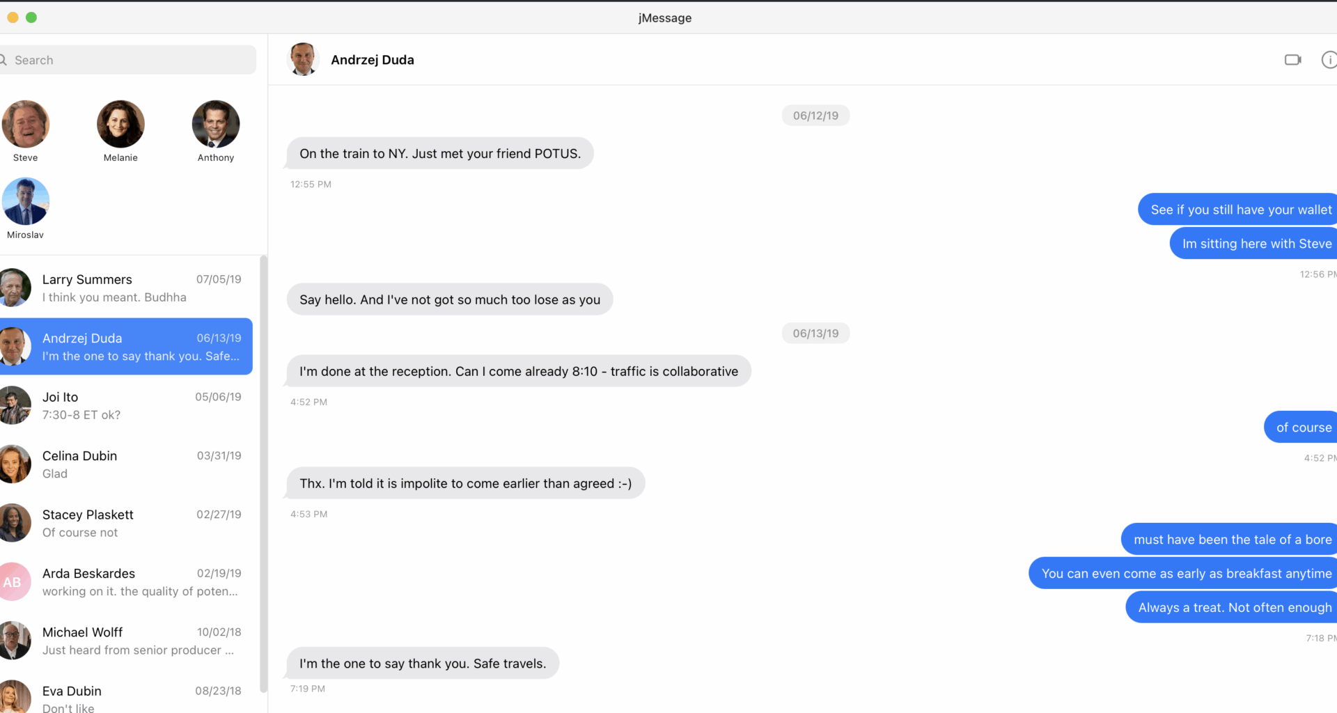 Duda or someone in Duda's entourage *possibly* had contacts with Epstein (dates match his visit to the US as president in 2019 and meeting with Trump - information from communication logs of Epstein Library visualised through Jmail.world)