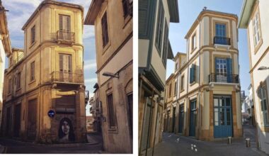 A building in walled Nicosia, Cyprus—before and after.