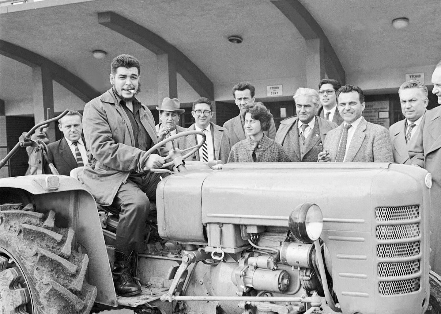 Che Guevara visiting a Zetor tractor factory in Brno. Czechoslovakia, 1960.
