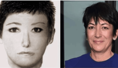 Desenho de uma Pessoa de Interesse no caso Madeleine McCann e uma fotografia de Ghislaine Maxwell.