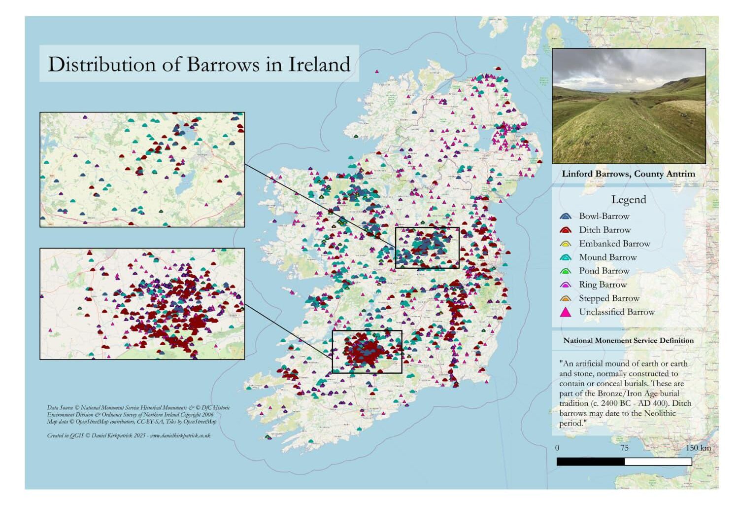 [OC] Barrow Locations in Ireland