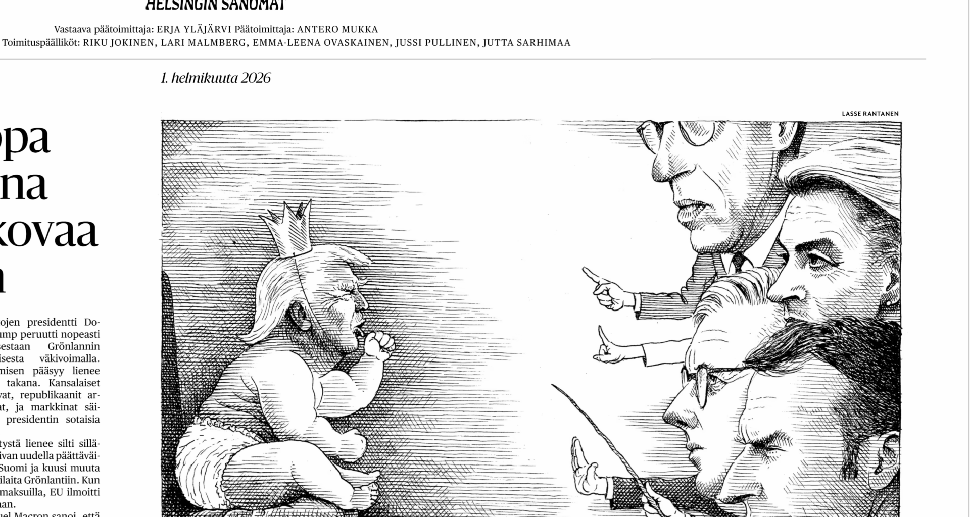 Illustration of today’s editorial in Helsingin Sanomat, the largest newspaper in the Nordics